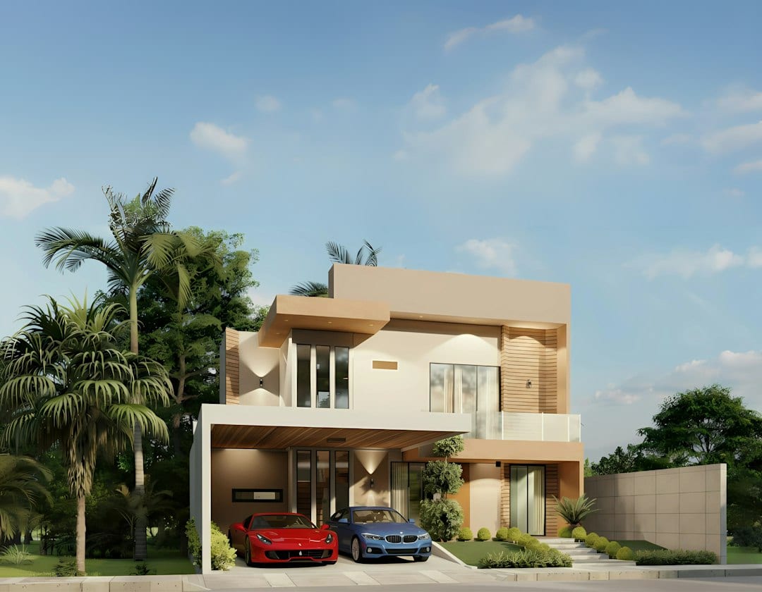 Brand-new modern landed home on a quiet District 11 street at golden hour