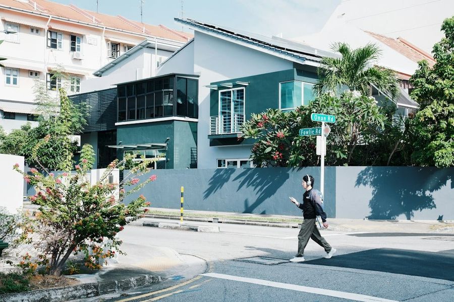 Street view of landed homes in a quiet Singapore estate